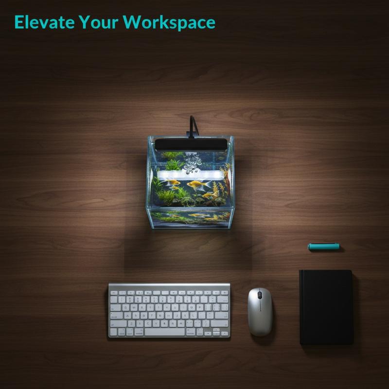 Home Office With Plants - USB Aquarium Clip Light Flexibele nek