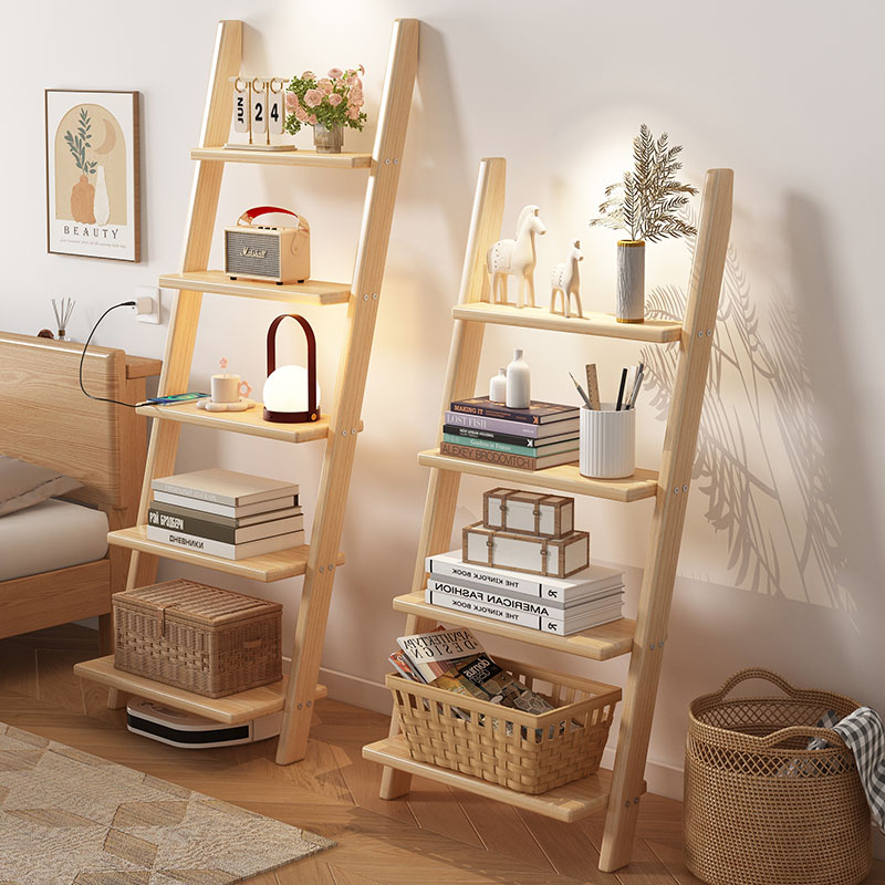 Home Office Shed - ‌ Massief houten wandplank, creatieve ladderboekenkast,