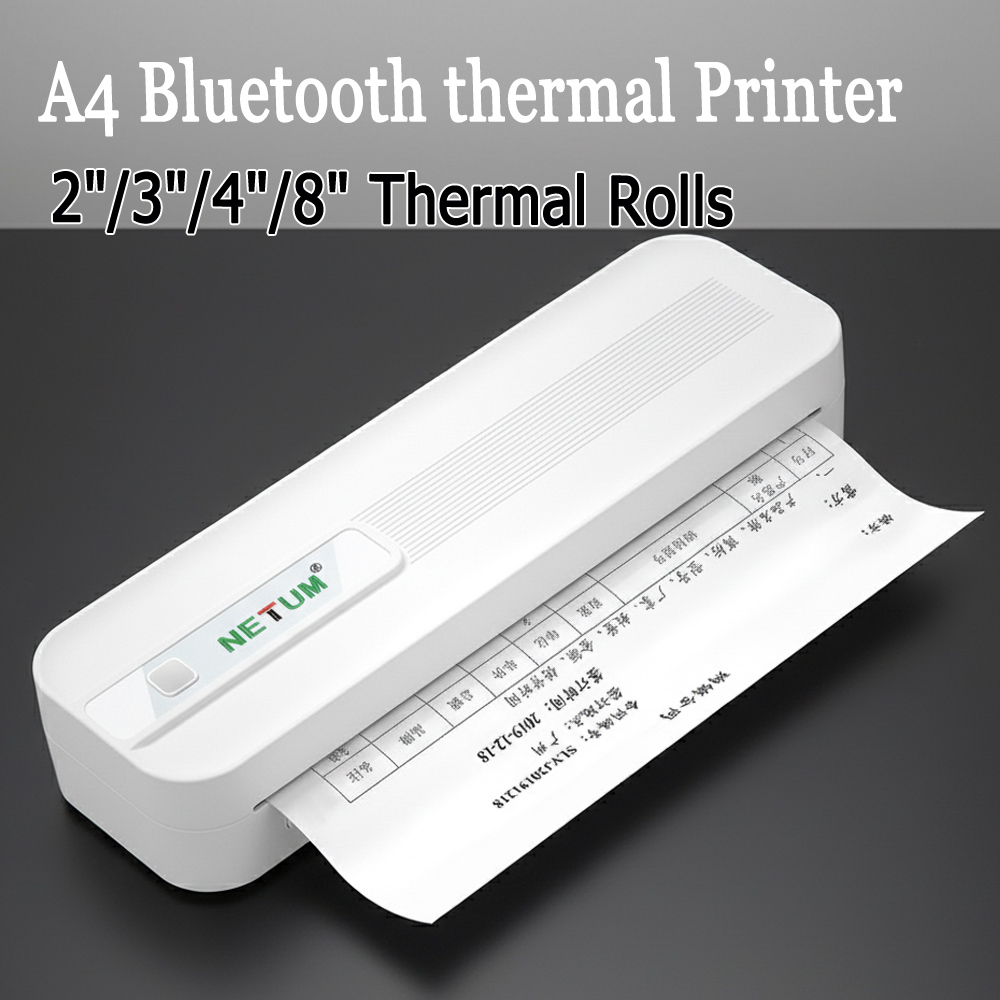 Home Office Travel Document - Draagbare A4 thermische printer, inktloos, Bluetooth-compatibel,