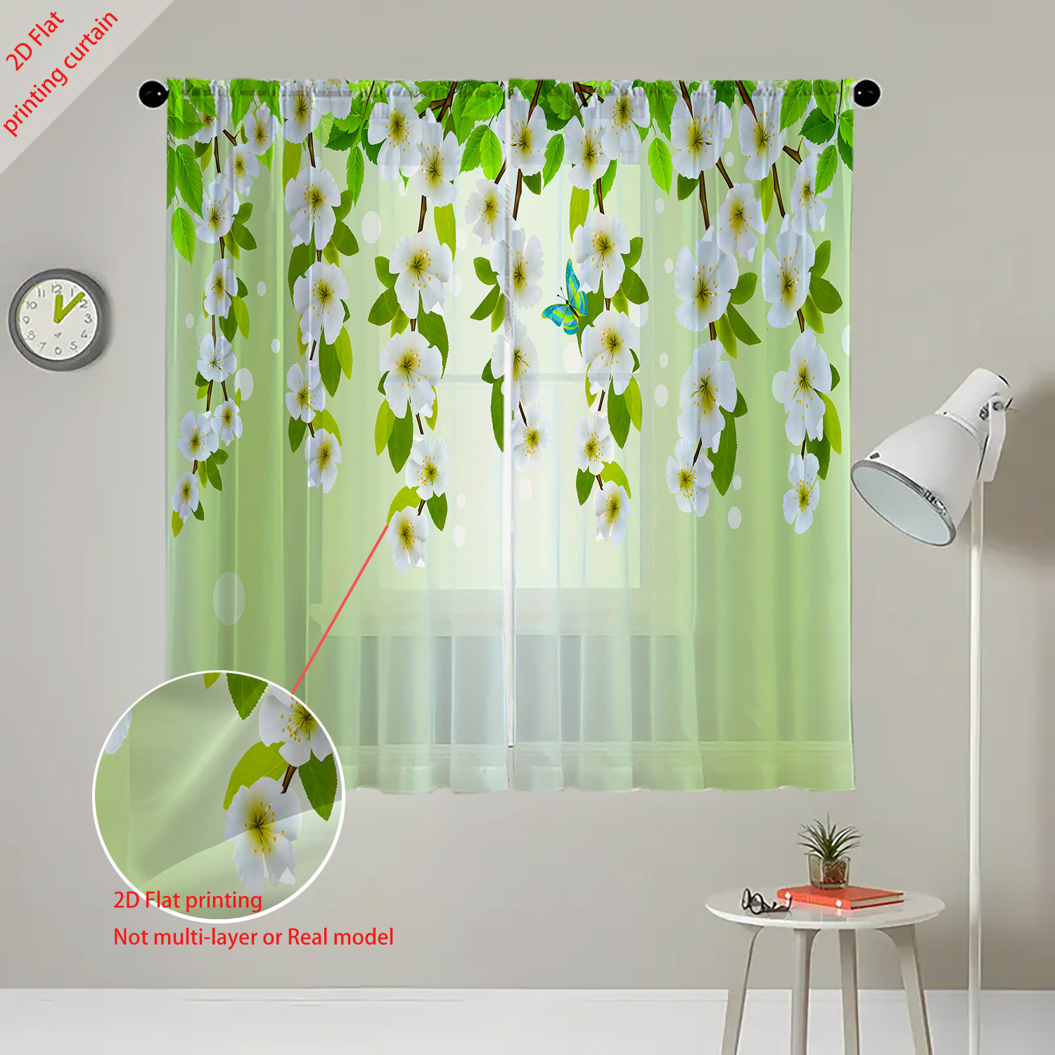 Bedrukt transparant gaasgordij - Home Office With Plants recensie en prijs