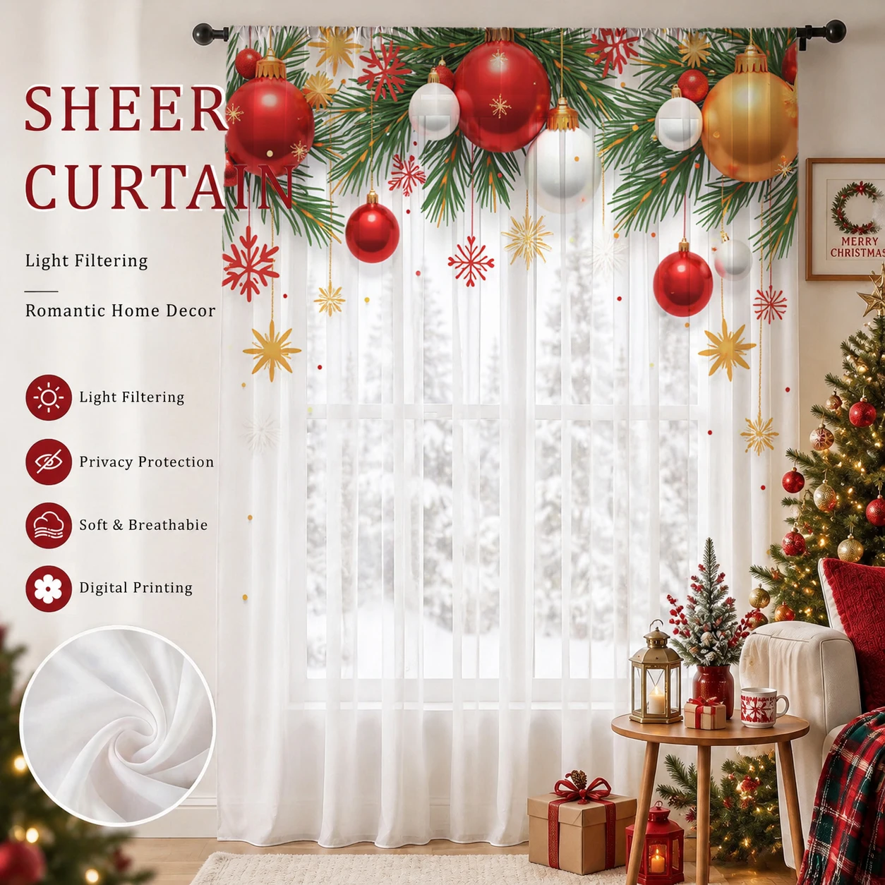 Kerstdag Gradient Sheer Gordij - Home Office With Plants recensie en prijs