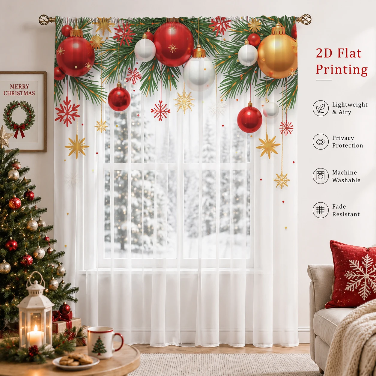 Kerstdag Gradient Sheer Gordij - Home Office With Plants recensie en prijs