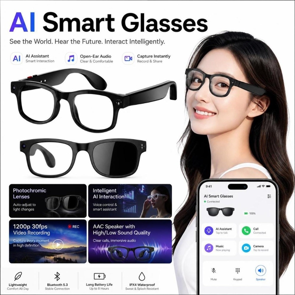 2-in-1 AI Smart Glasses HD Fot - Blue Light Glasses recensie en prijs