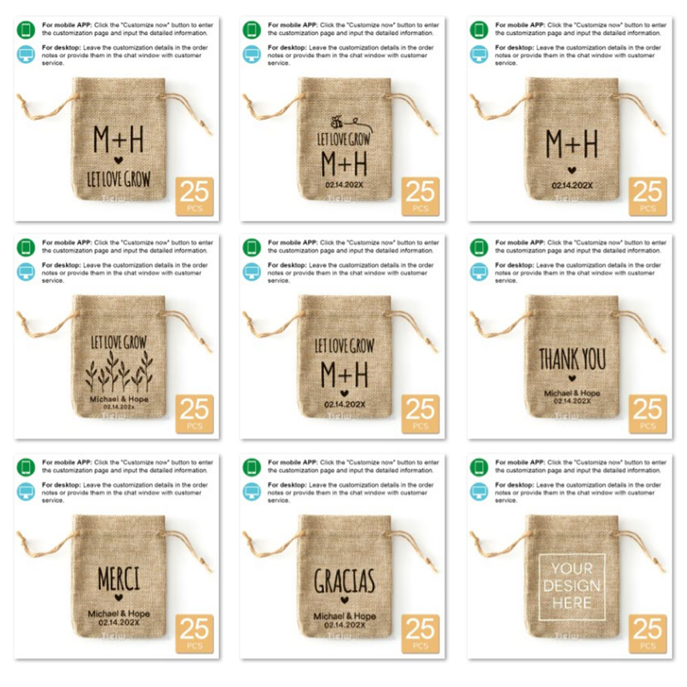 25PCS-gepersonaliseerde jute b - Home Office Number recensie en prijs