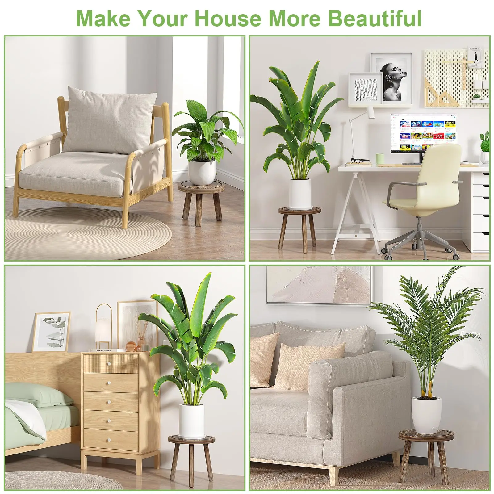 3-delige houten plantenstandaa - Home Office With Plants recensie en prijs