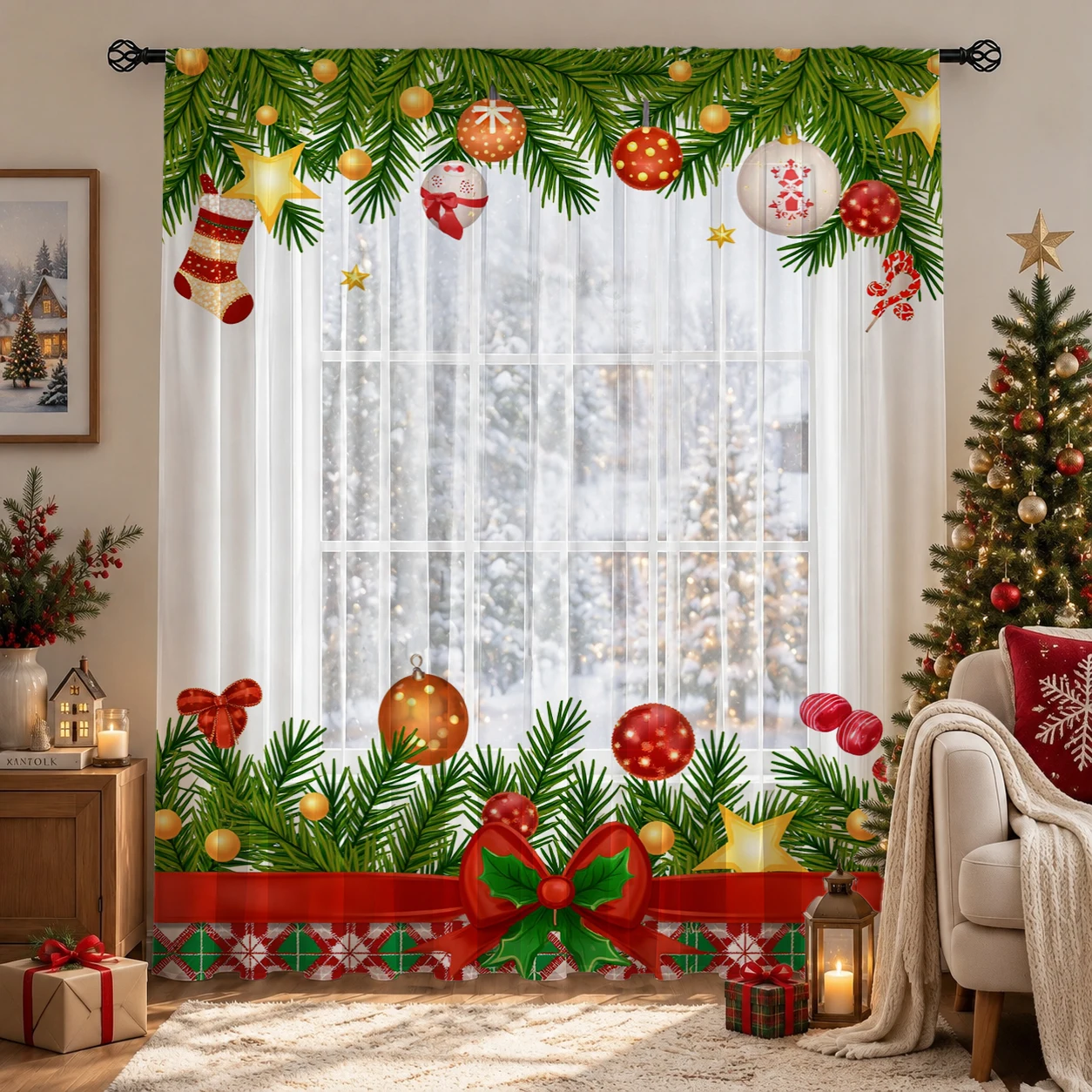 Kerstdag Gradient Sheer Gordij - Home Office With Plants recensie en prijs