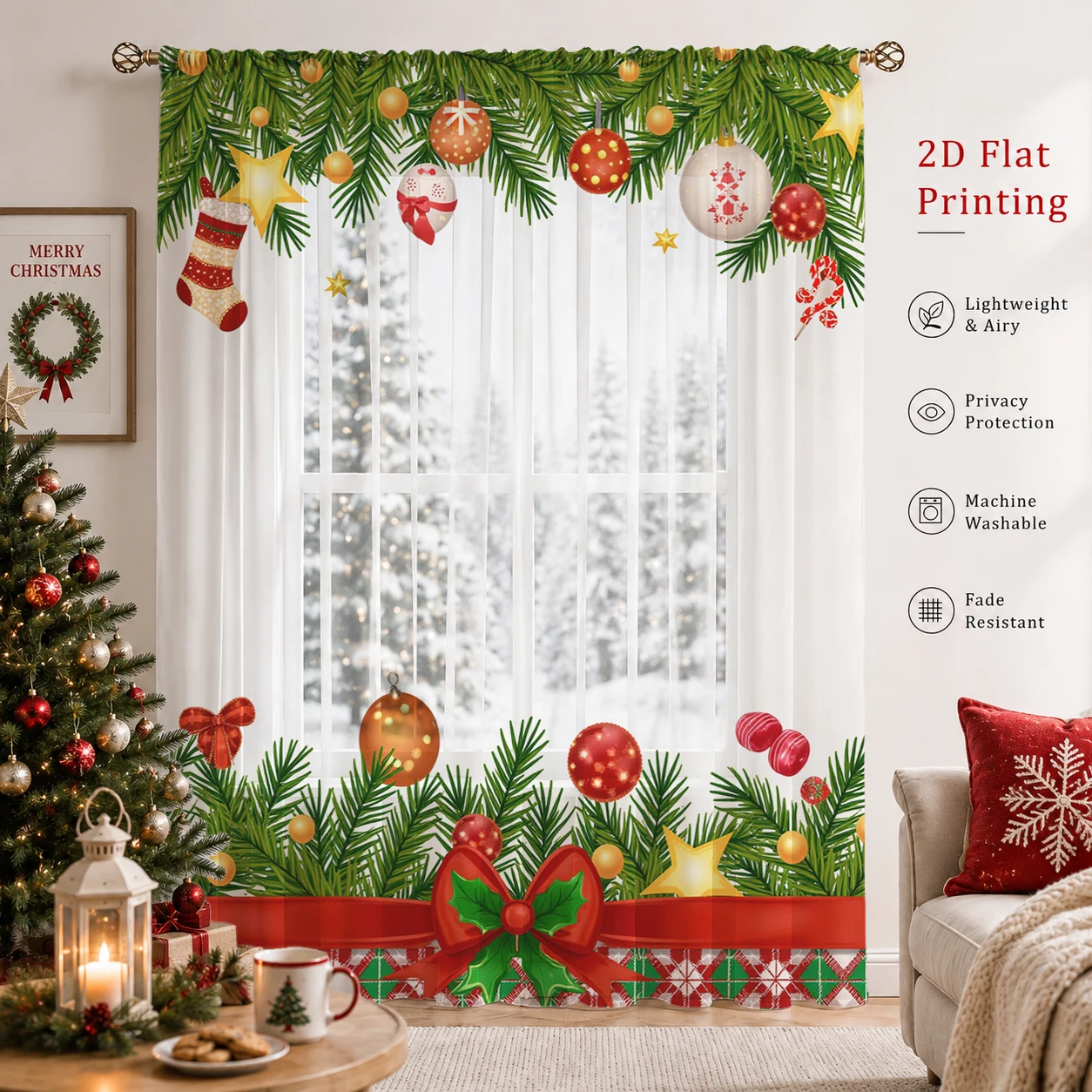 Kerstdag Gradient Sheer Gordij - Home Office With Plants recensie en prijs