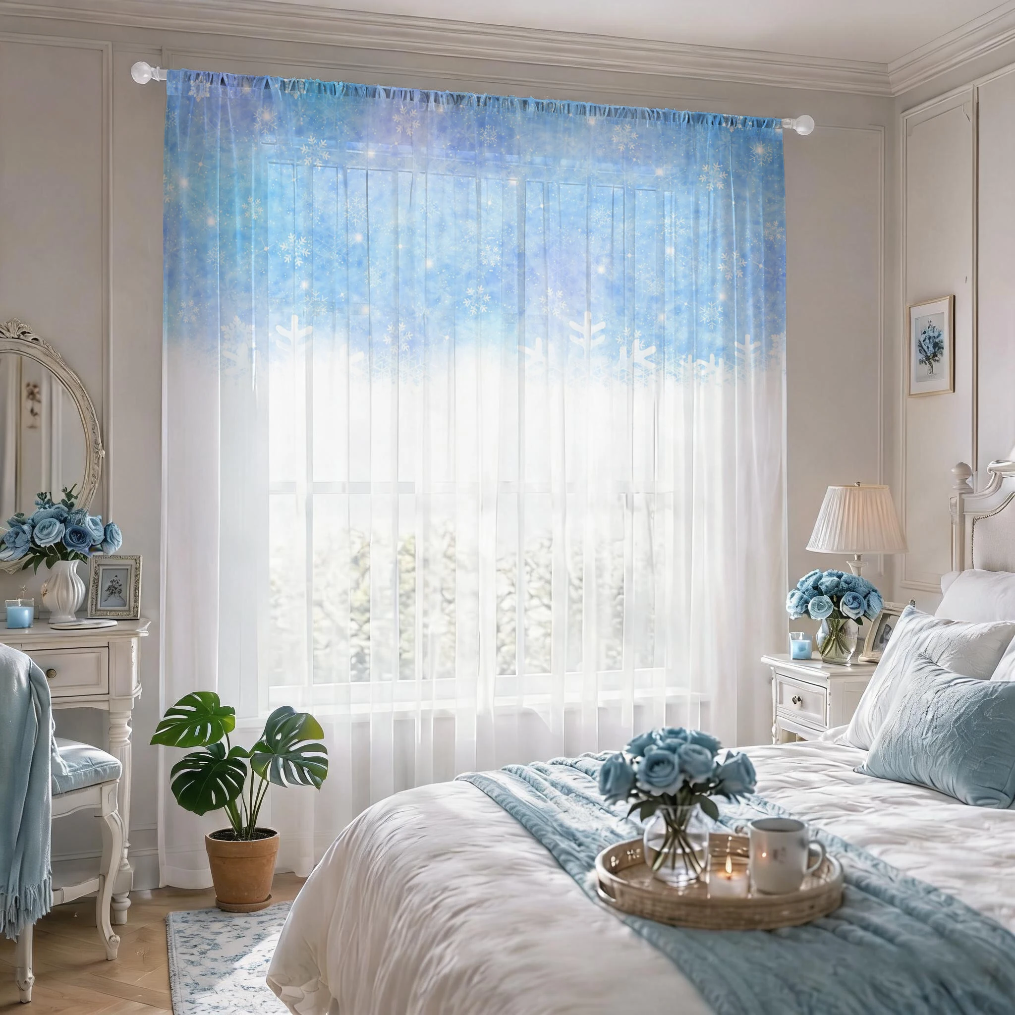 Floral Gradient Sheer Curtain, - Home Office With Plants recensie en prijs