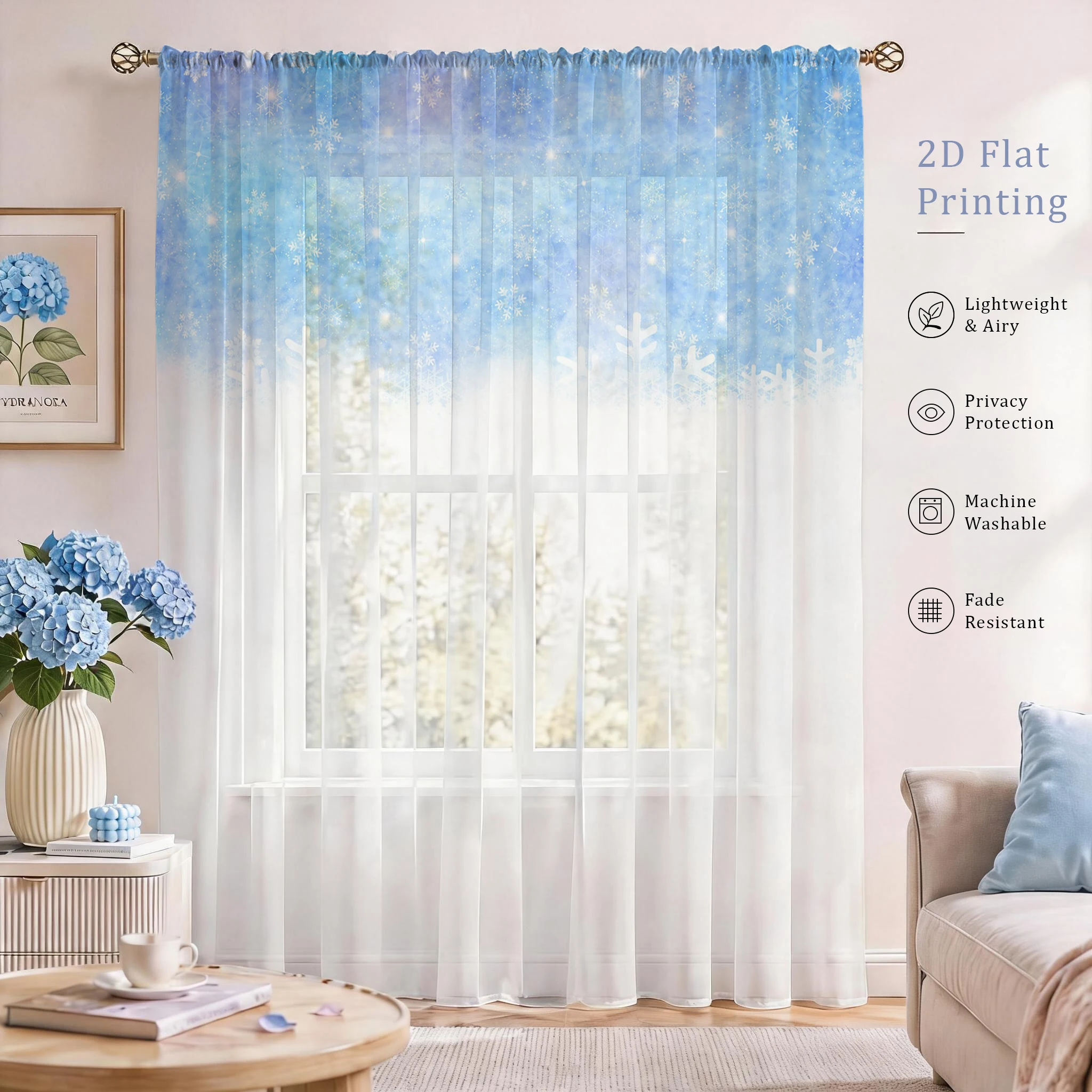 Floral Gradient Sheer Curtain, - Home Office With Plants recensie en prijs